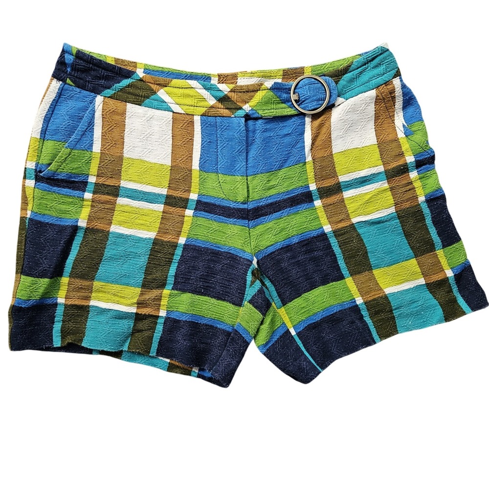 Trina Turk Women's Cotton Blend Plaid Shorts Size 8 Style #291210